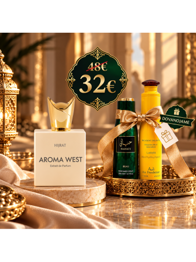 Aroma West Hijrat + DOVANA namų kvapas Passion Fruit Macaron ir dezodorantas Hayaati Beau Aroma West Hijrat + DOVANA namų kvapas Passion Fruit Macaron ir dezodorantas Hayaati Beau