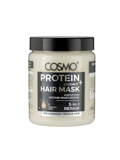 Cosmo matu maska ar kokosriekstu eļļu un proteīniem, 1000 ml Cosmo matu maska ar kokosriekstu eļļu un proteīniem, 1000 ml