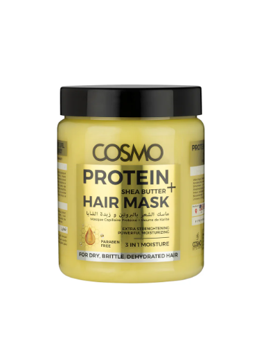 Cosmo matu maska ar proteīniem un šī sviestu, 1000 ml Cosmo matu maska ar proteīniem un šī sviestu, 1000 ml